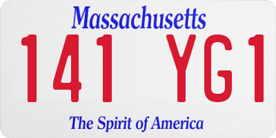 MA license plate 141YG1