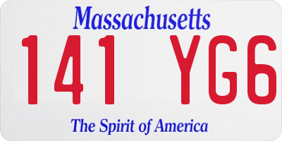 MA license plate 141YG6