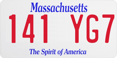 MA license plate 141YG7