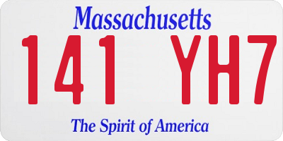 MA license plate 141YH7