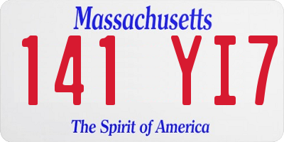 MA license plate 141YI7