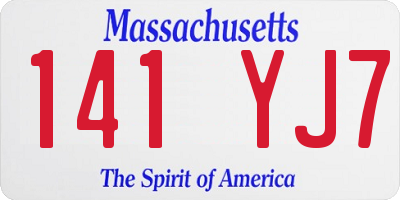 MA license plate 141YJ7