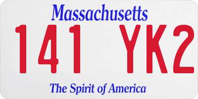 MA license plate 141YK2