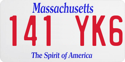 MA license plate 141YK6