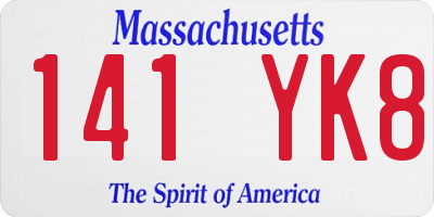 MA license plate 141YK8