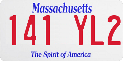 MA license plate 141YL2