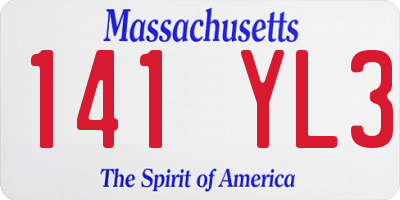MA license plate 141YL3