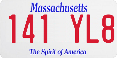 MA license plate 141YL8