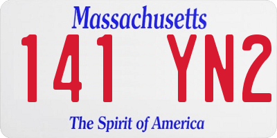 MA license plate 141YN2