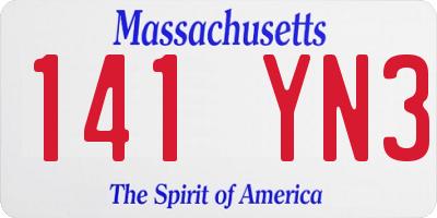 MA license plate 141YN3