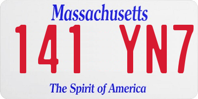 MA license plate 141YN7