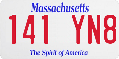 MA license plate 141YN8