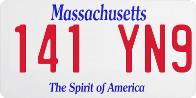 MA license plate 141YN9