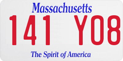 MA license plate 141YO8