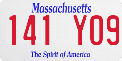 MA license plate 141YO9