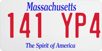 MA license plate 141YP4