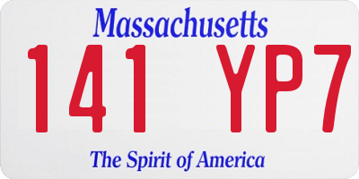 MA license plate 141YP7