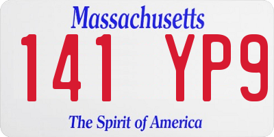 MA license plate 141YP9
