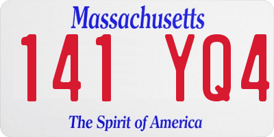 MA license plate 141YQ4