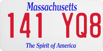 MA license plate 141YQ8