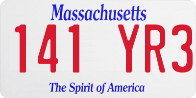 MA license plate 141YR3