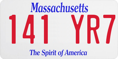 MA license plate 141YR7