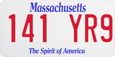 MA license plate 141YR9