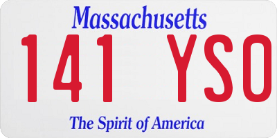 MA license plate 141YS0