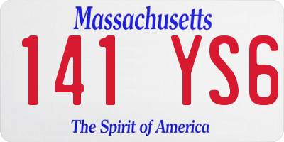 MA license plate 141YS6