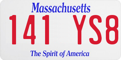 MA license plate 141YS8