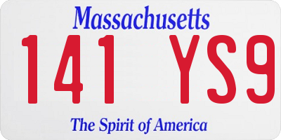 MA license plate 141YS9