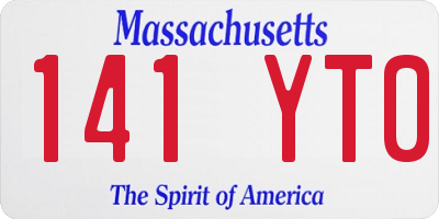 MA license plate 141YT0