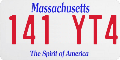 MA license plate 141YT4