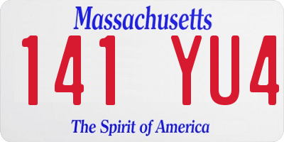 MA license plate 141YU4