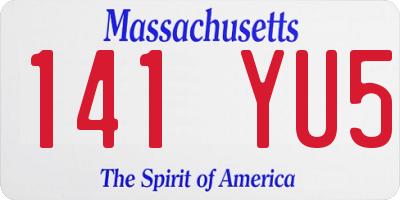 MA license plate 141YU5
