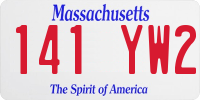 MA license plate 141YW2