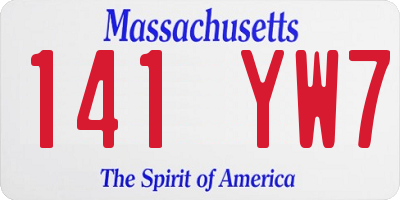 MA license plate 141YW7