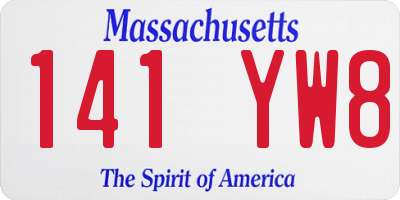 MA license plate 141YW8