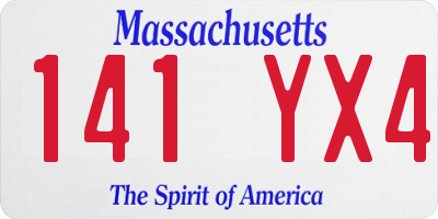 MA license plate 141YX4