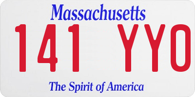 MA license plate 141YY0