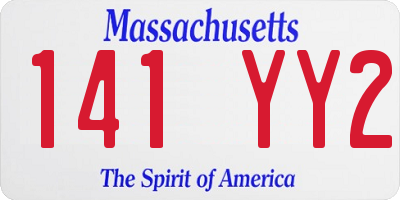 MA license plate 141YY2