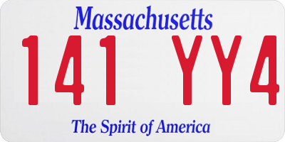 MA license plate 141YY4