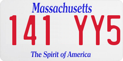 MA license plate 141YY5