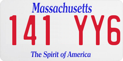 MA license plate 141YY6