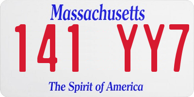 MA license plate 141YY7