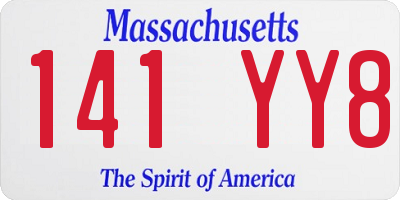 MA license plate 141YY8