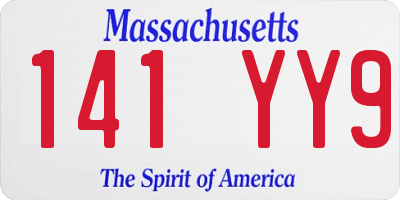 MA license plate 141YY9
