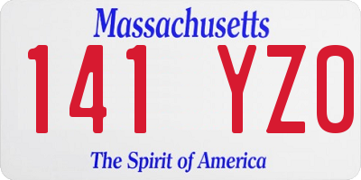 MA license plate 141YZ0