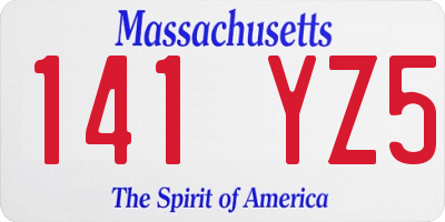 MA license plate 141YZ5