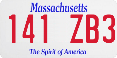 MA license plate 141ZB3